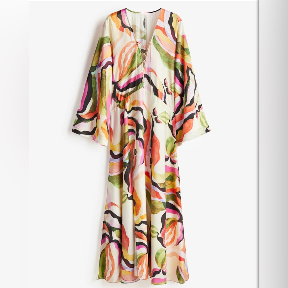 H&M KAFTAN DRESS WITH lACING. - Picture 4 of 5